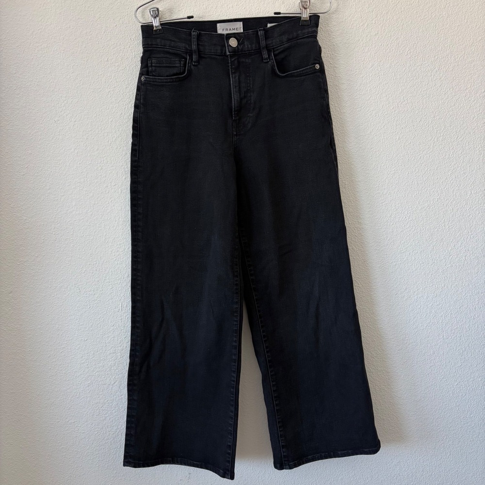 FRAME Le Slim Palazzo Jeans Womens Size 26 Black High Rise Wide Leg LSP631